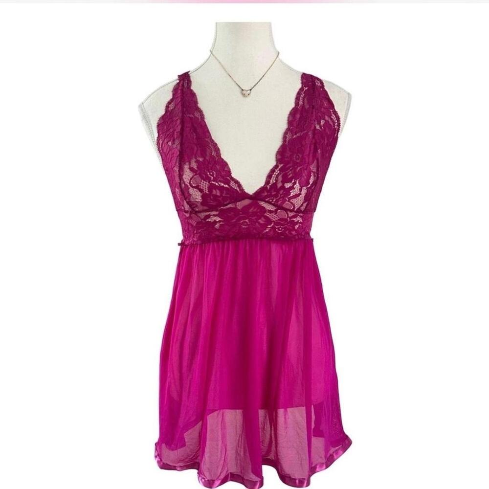Hot Pink Baby doll lace slip sexy dress size small dress